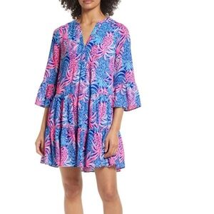 Lilly Pulitzer Gabriel Lileeze Tunic Dress Borealis Blue Tropical Beach Size 0